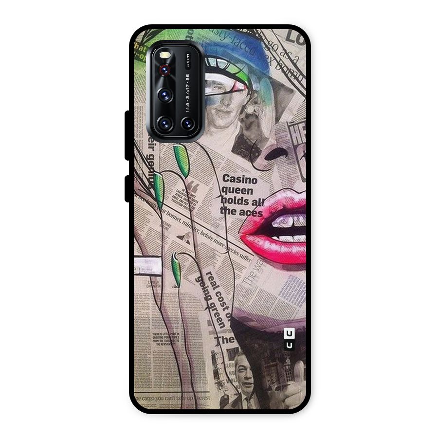 Newspaper Girl Art Metal Back Case for Vivo V19