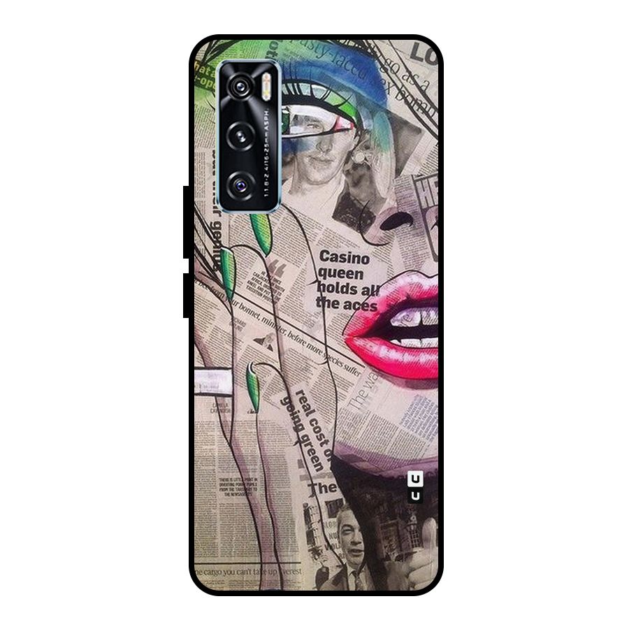 Newspaper Girl Art Metal Back Case for Vivo V20 SE