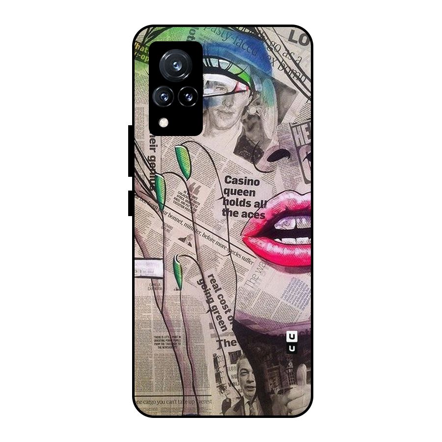 Newspaper Girl Art Metal Back Case for Vivo V21 5G