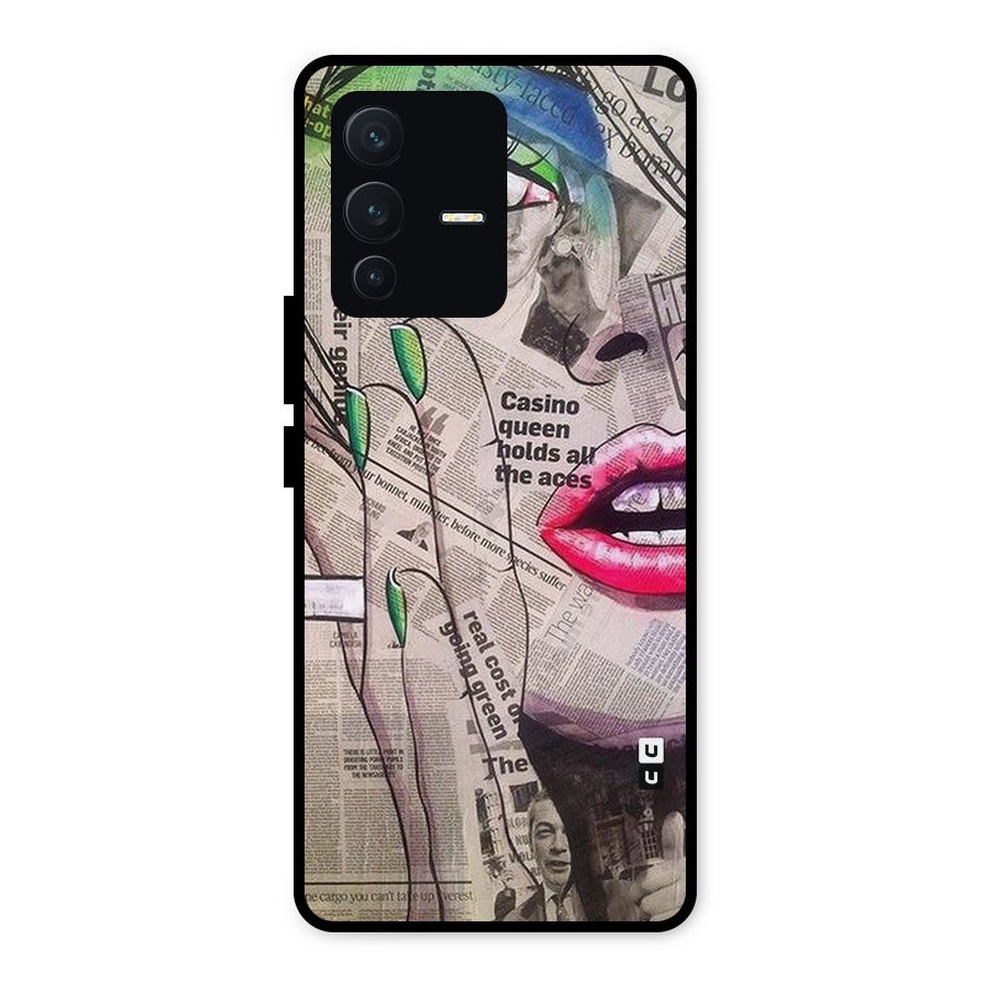 Newspaper Girl Art Metal Back Case for Vivo V23 5G