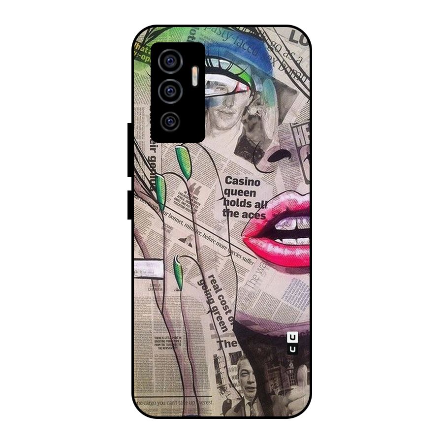 Newspaper Girl Art Metal Back Case for Vivo V23e