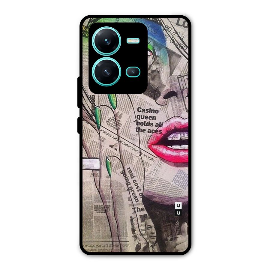 Newspaper Girl Art Metal Back Case for Vivo V25