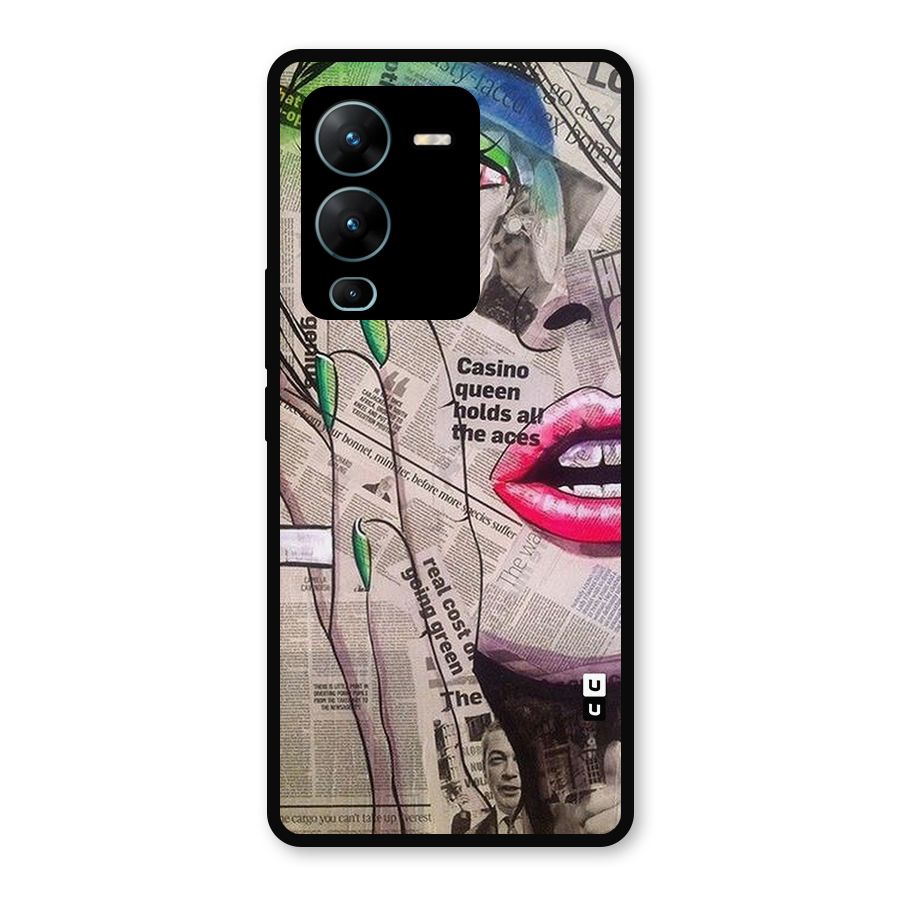 Newspaper Girl Art Metal Back Case for Vivo V25 Pro