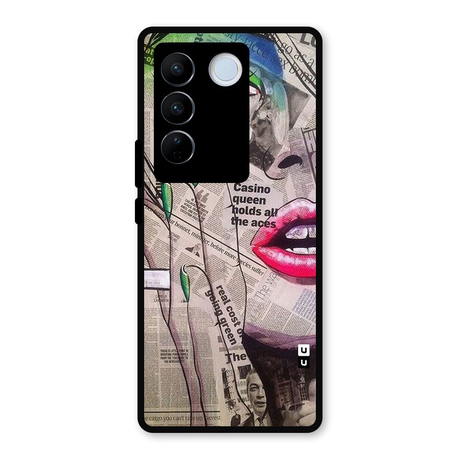 Newspaper Girl Art Metal Back Case for Vivo V27