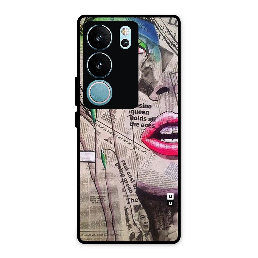 Newspaper Girl Art Metal Back Case for Vivo V29