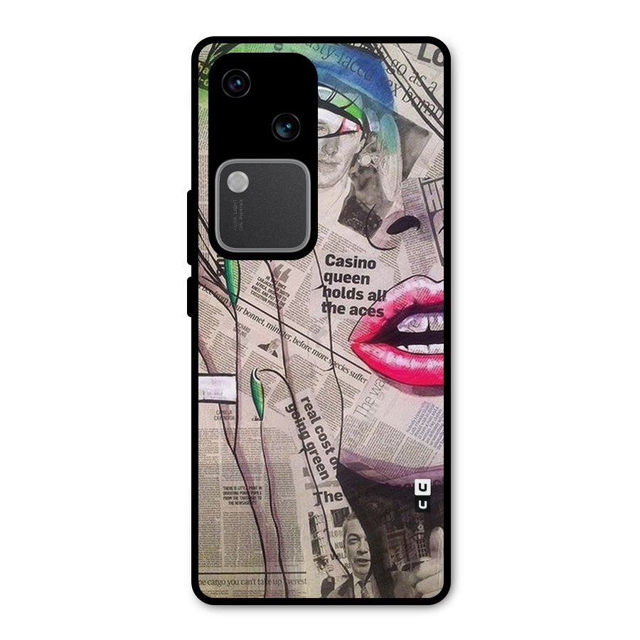 Newspaper Girl Art Metal Back Case for Vivo V30