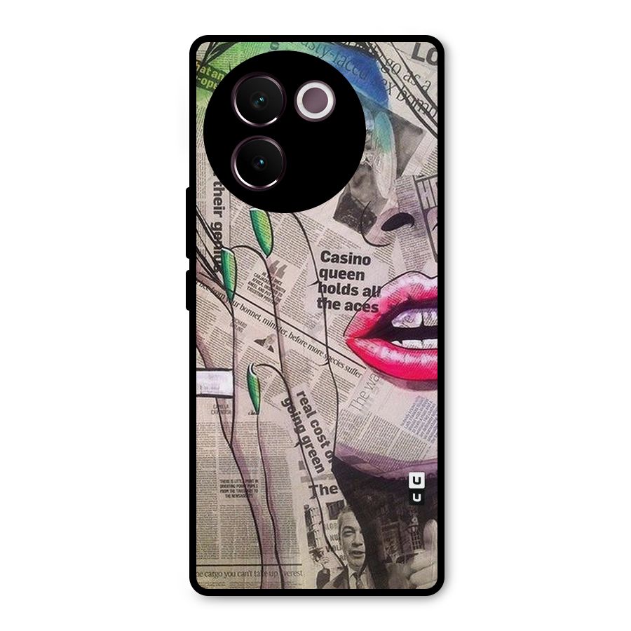 Newspaper Girl Art Metal Back Case for Vivo V30e