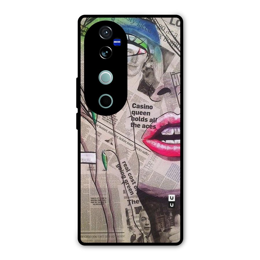 Newspaper Girl Art Metal Back Case for Vivo V40