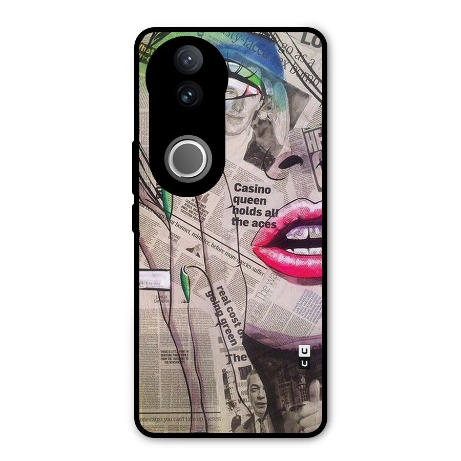 Newspaper Girl Art Metal Back Case for Vivo V50e