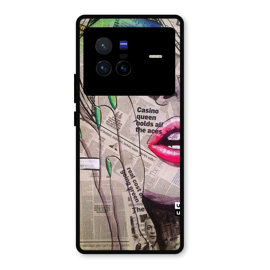Newspaper Girl Art Metal Back Case for Vivo X80