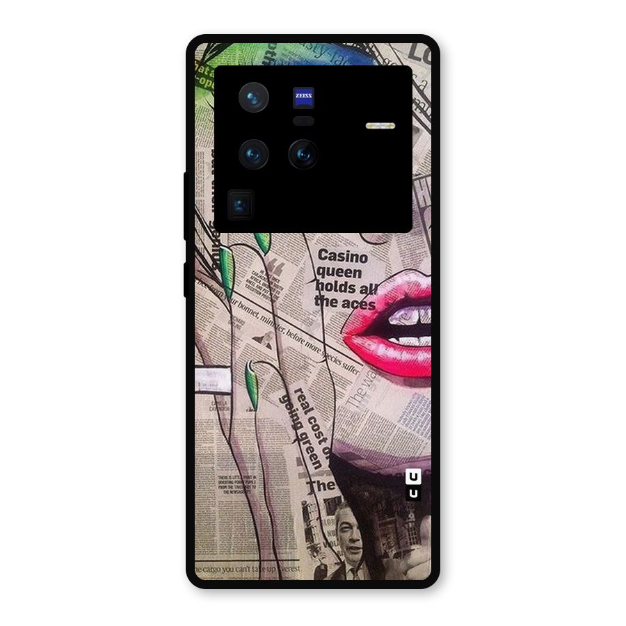 Newspaper Girl Art Metal Back Case for Vivo X80 Pro