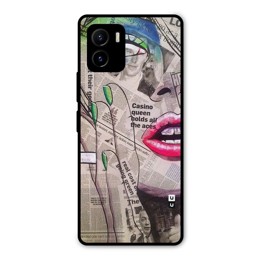 Newspaper Girl Art Metal Back Case for Vivo Y15s