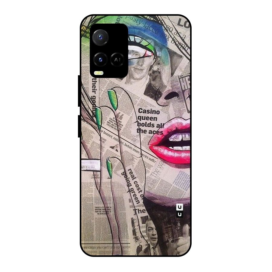 Newspaper Girl Art Metal Back Case for Vivo Y21G