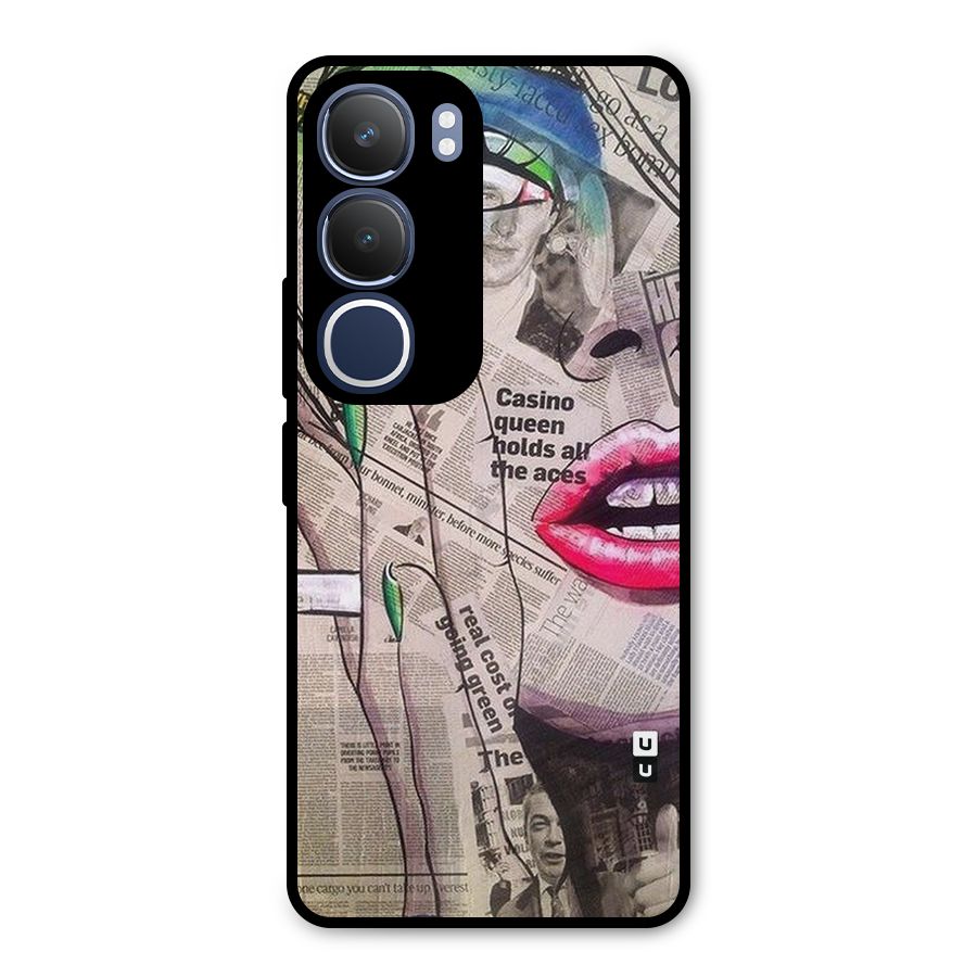 Newspaper Girl Art Metal Back Case for Vivo Y29
