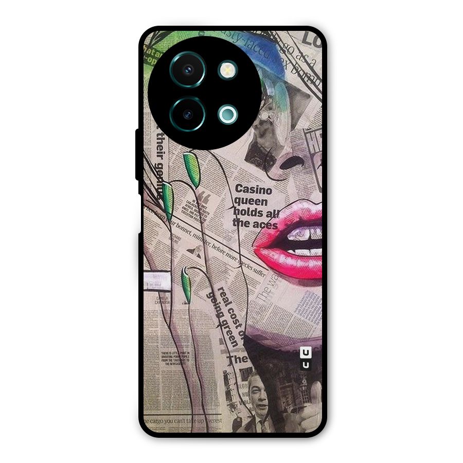 Newspaper Girl Art Metal Back Case for Vivo Y58