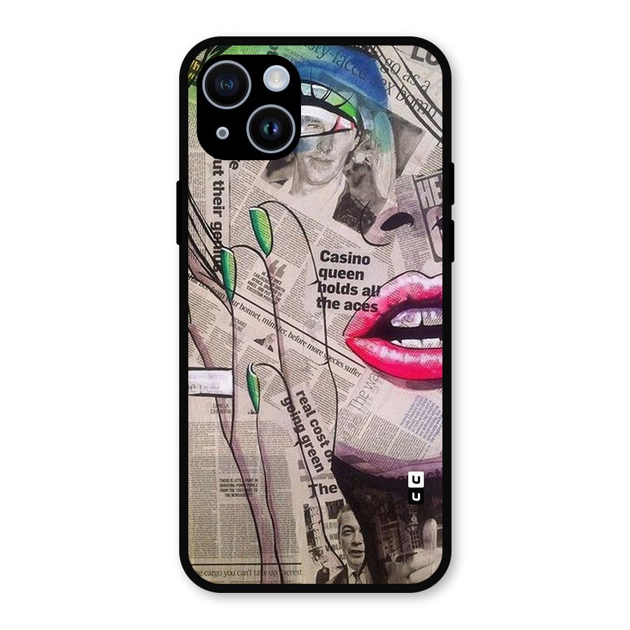 Newspaper Girl Art Metal Back Case for iPhone 14