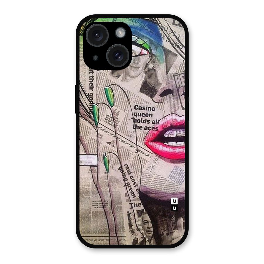 Newspaper Girl Art Metal Back Case for iPhone 15