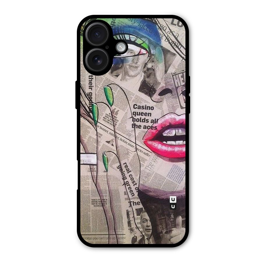 Newspaper Girl Art Metal Back Case for iPhone 16 Plus