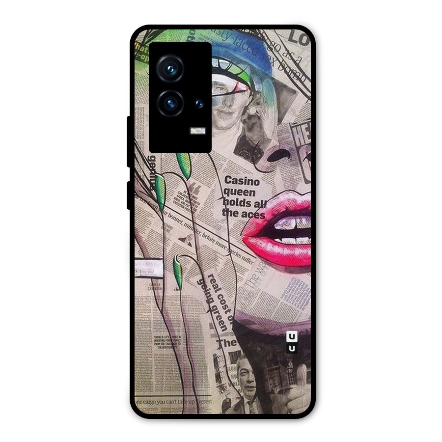 Newspaper Girl Art Metal Back Case for iQOO 9 5G