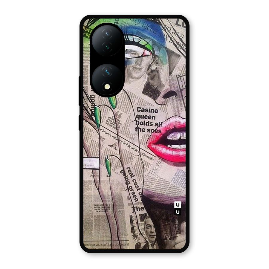 Newspaper Girl Art Metal Back Case for iQOO Z7s