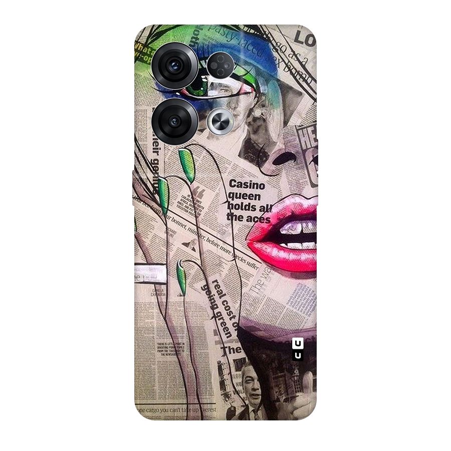 Newspaper Girl Art Original Polycarbonate Back Case for Oppo Reno8 Pro 5G