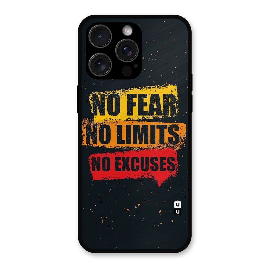 No Fear No Limits Metal Back Case for iPhone 15 Pro Max