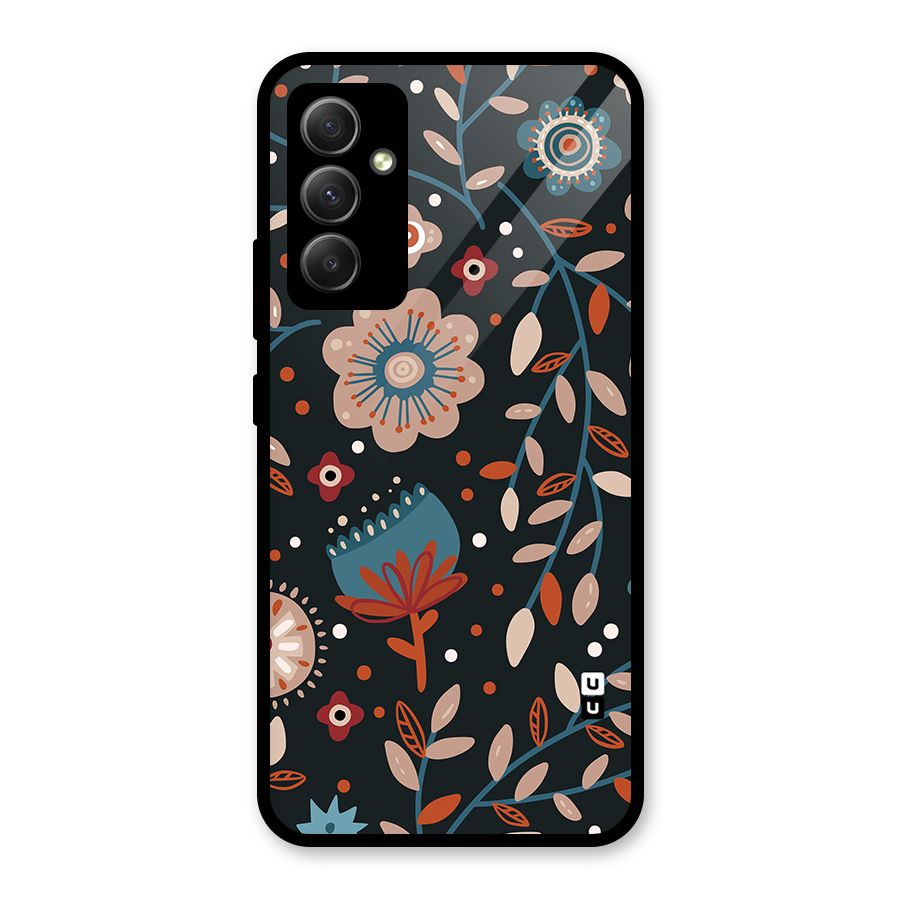Nordic Arts Flowery Space Glass Back Case for Galaxy A34