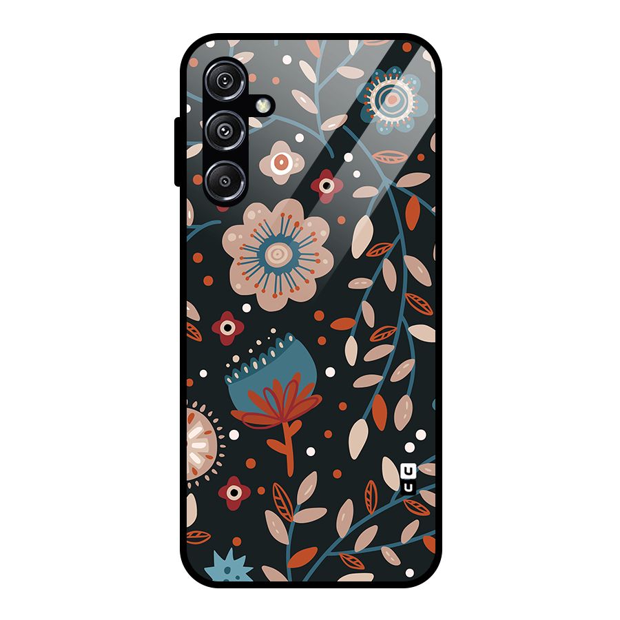 Nordic Arts Flowery Space Glass Back Case for Galaxy M34 5G