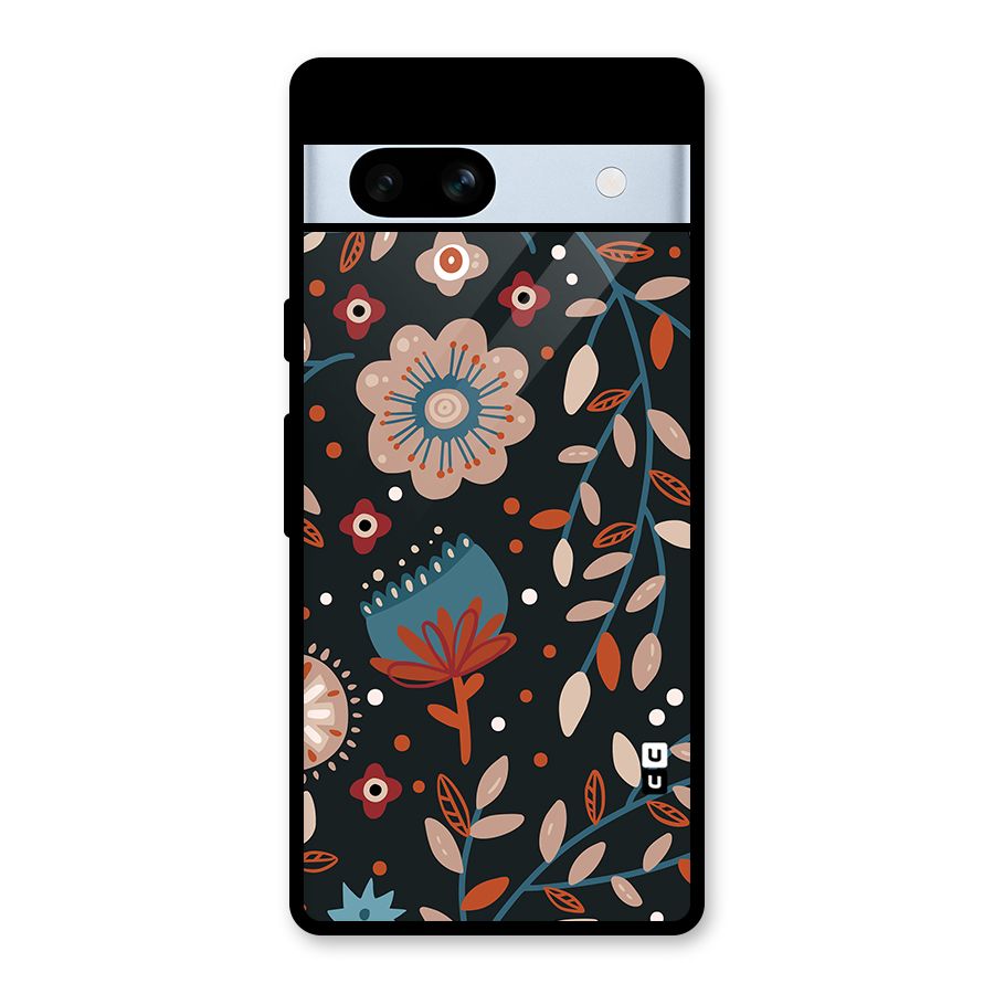 Nordic Arts Flowery Space Glass Back Case for Google Pixel 7a