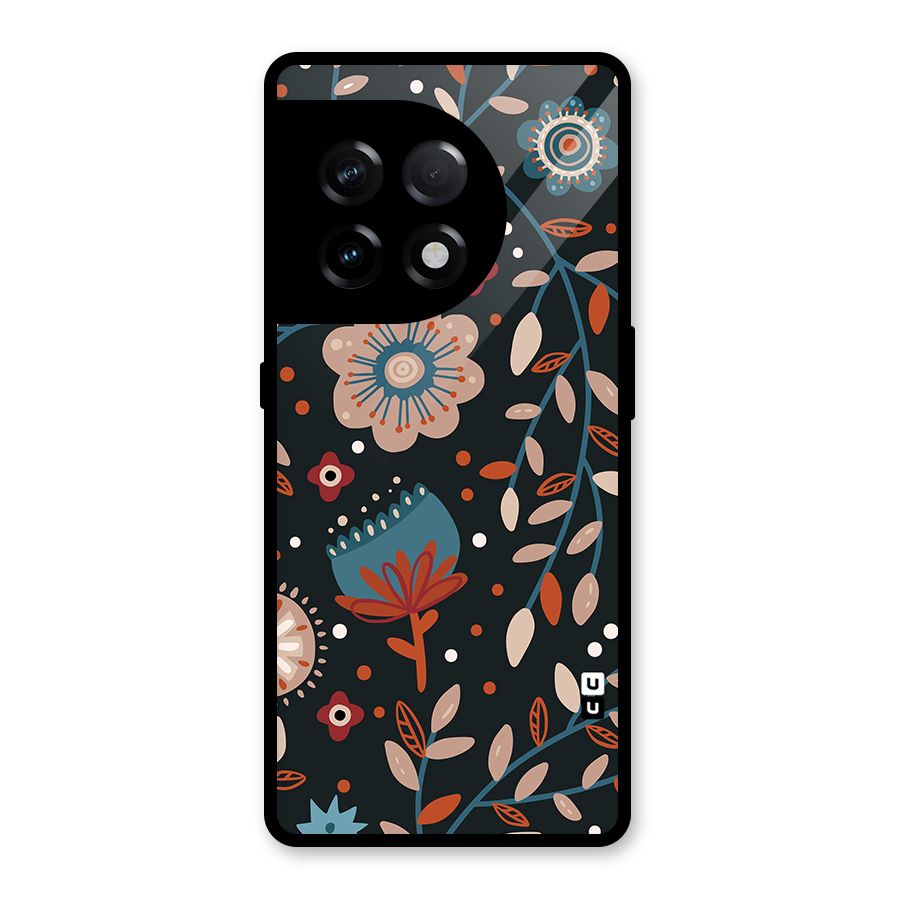 Nordic Arts Flowery Space Glass Back Case for OnePlus 11R
