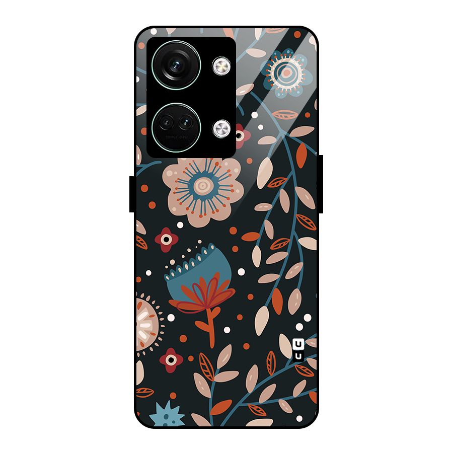 Nordic Arts Flowery Space Glass Back Case for Oneplus Nord 3