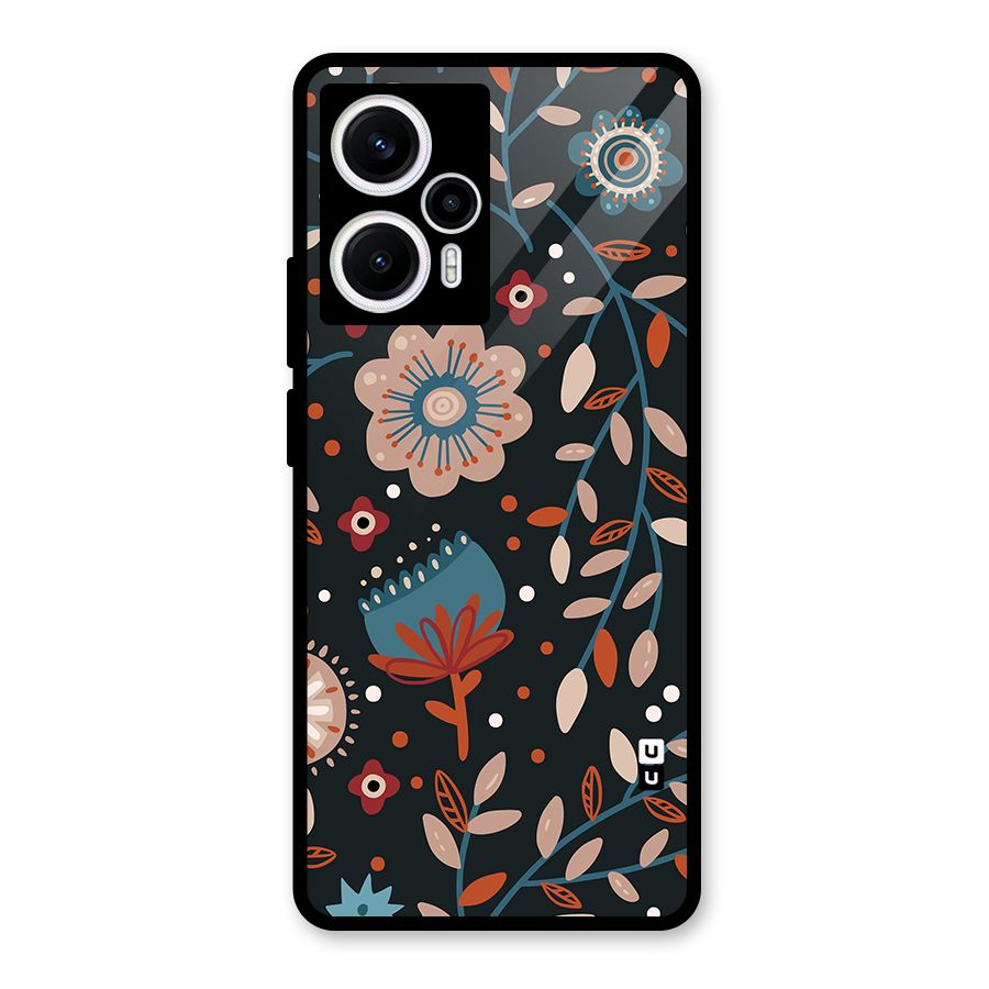 Nordic Arts Flowery Space Glass Back Case for Poco F5