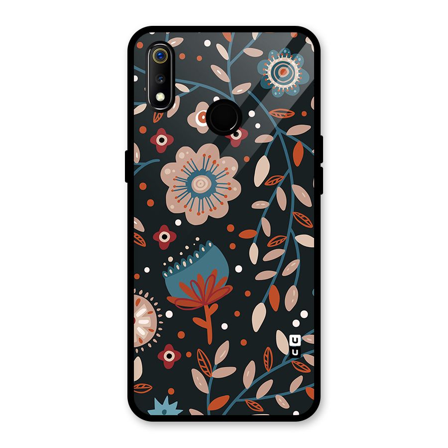 Nordic Arts Flowery Space Glass Back Case for Realme 3i