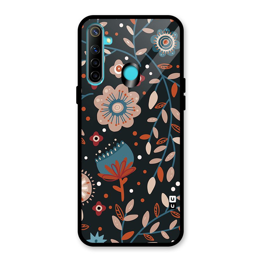 Nordic Arts Flowery Space Glass Back Case for Realme 5i