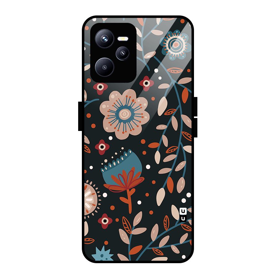 Nordic Arts Flowery Space Glass Back Case for Realme C35
