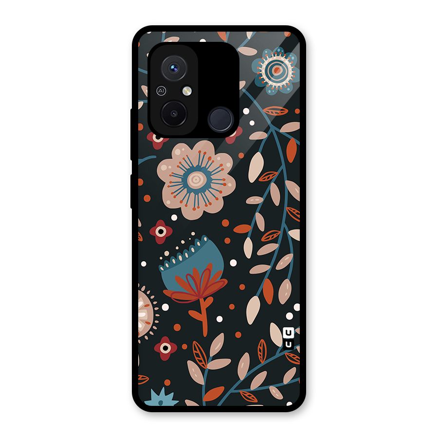 Nordic Arts Flowery Space Glass Back Case for Redmi 12C