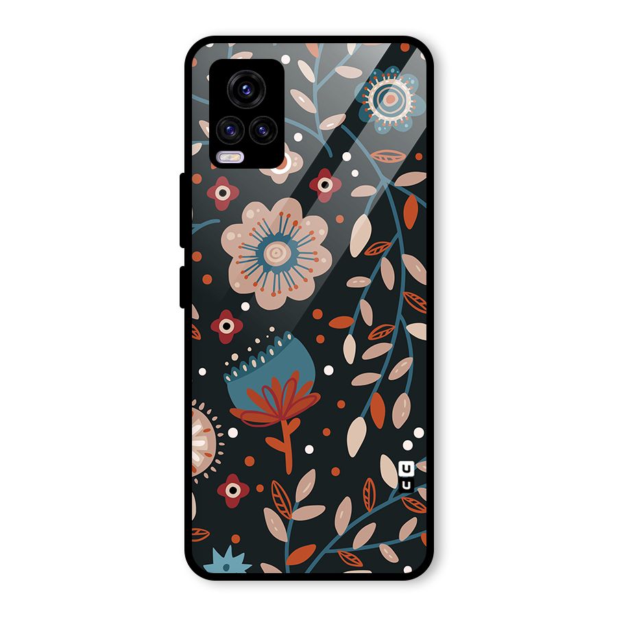 Nordic Arts Flowery Space Glass Back Case for Vivo V20 2021