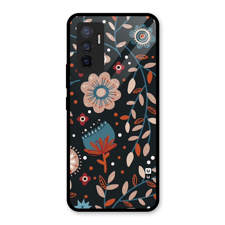Nordic Arts Flowery Space Glass Back Case for Vivo V23e