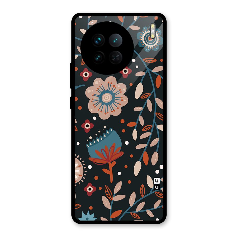 Nordic Arts Flowery Space Glass Back Case for Vivo X90