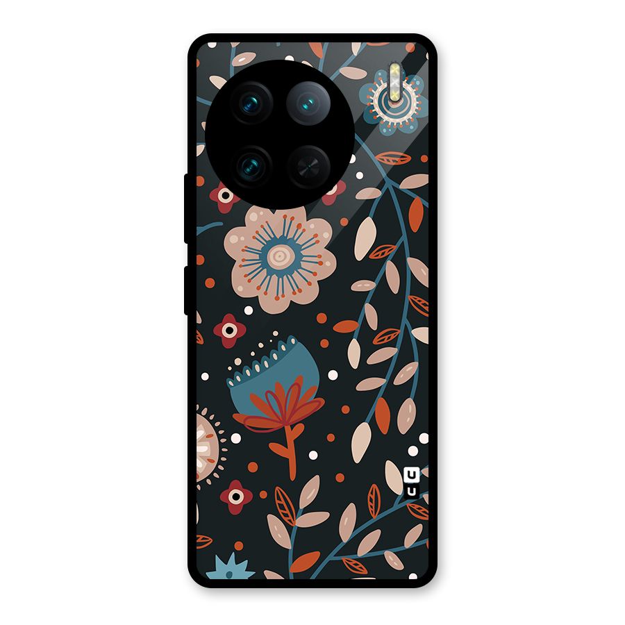 Nordic Arts Flowery Space Glass Back Case for Vivo X90 Pro