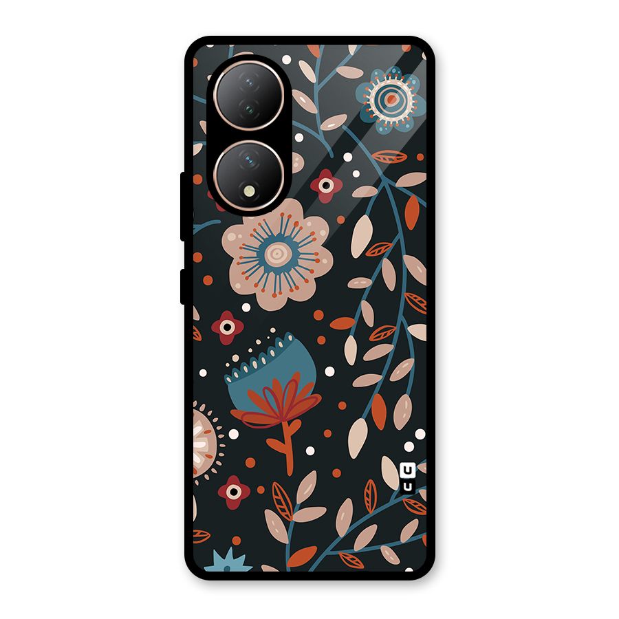 Nordic Arts Flowery Space Glass Back Case for Vivo Y100A