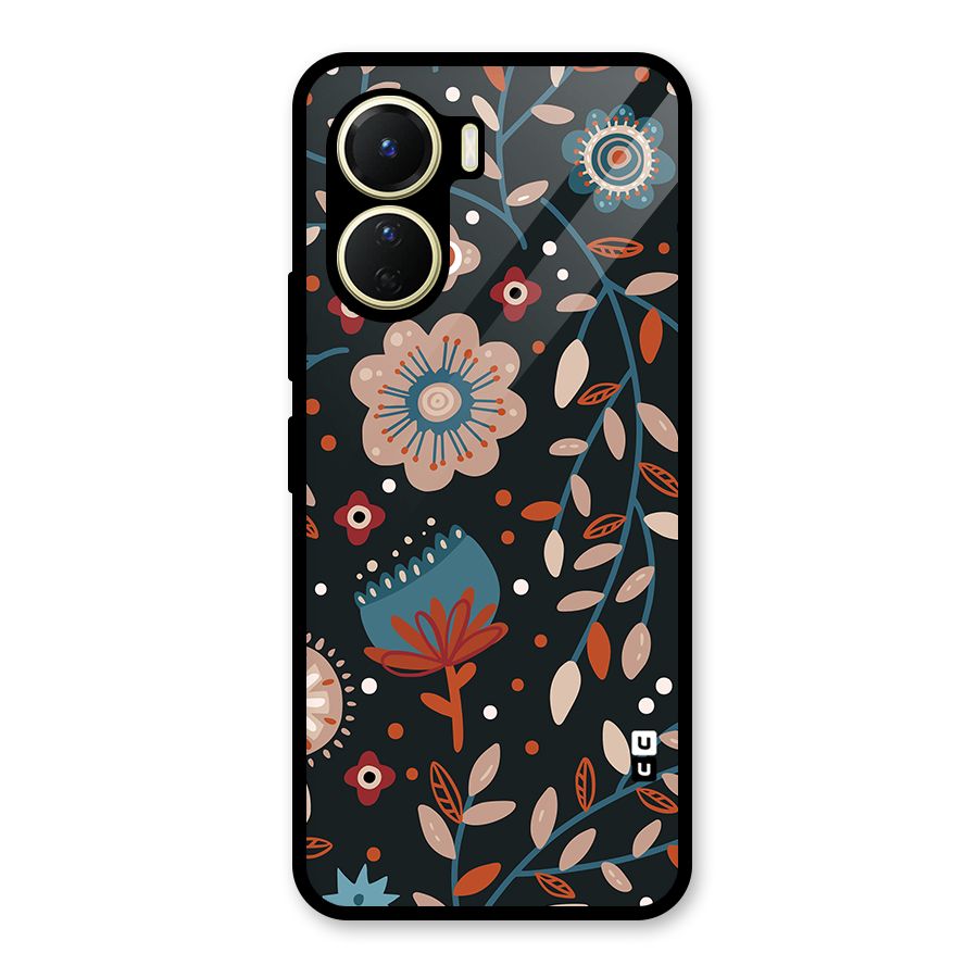 Nordic Arts Flowery Space Glass Back Case for Vivo Y56