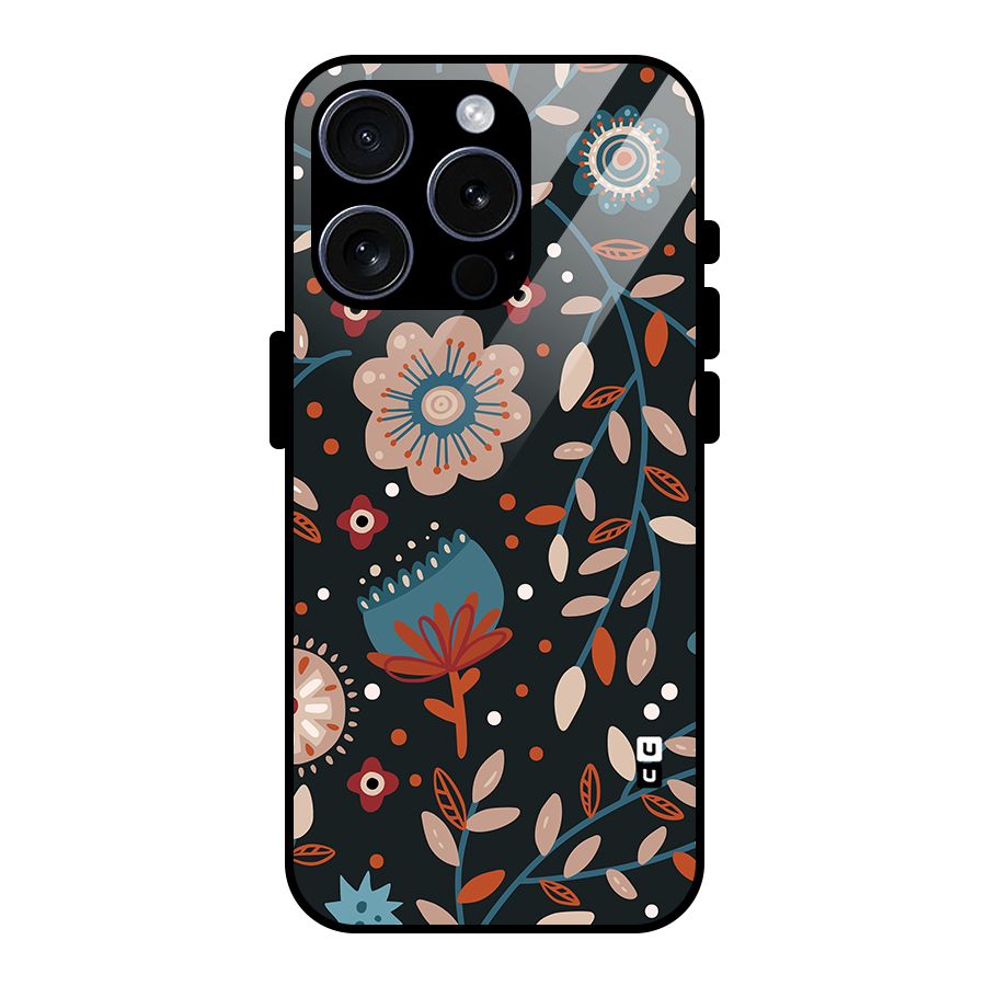 Nordic Arts Flowery Space Glass Back Case for iPhone 15 Pro