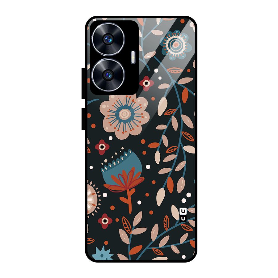 Nordic Arts Flowery Space Glass Back Case for realme C55