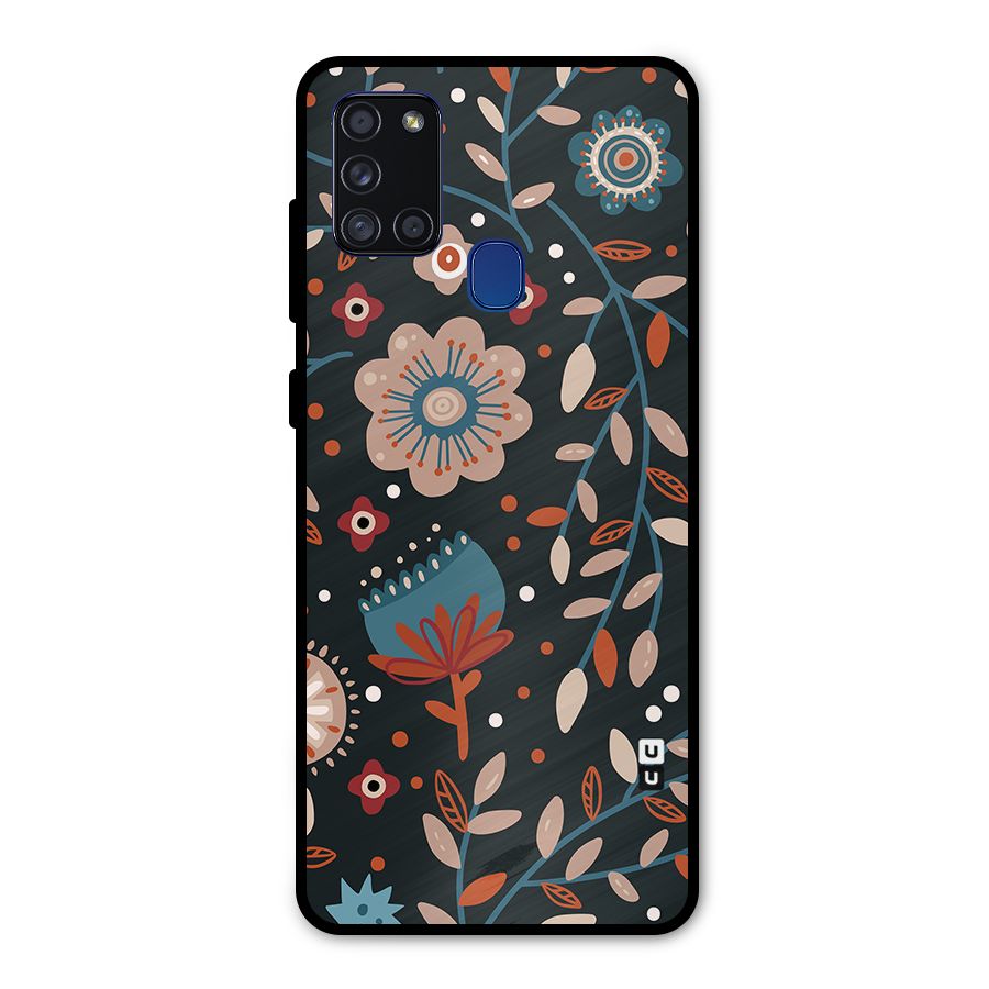 Nordic Arts Flowery Space Metal Back Case for Galaxy A21s