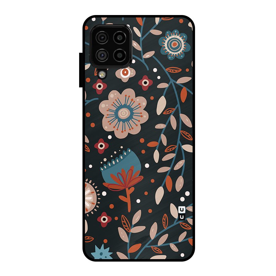 Nordic Arts Flowery Space Metal Back Case for Galaxy A22 4G