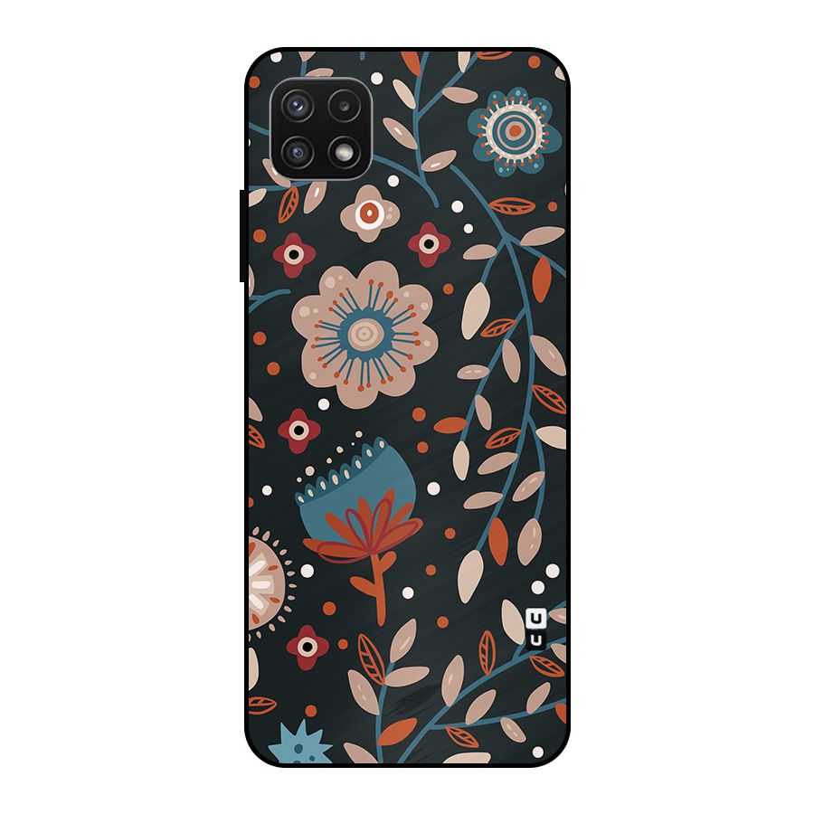 Nordic Arts Flowery Space Metal Back Case for Galaxy A22 5G