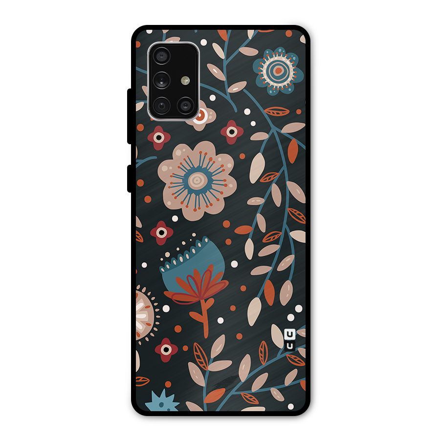 Nordic Arts Flowery Space Metal Back Case for Galaxy A71