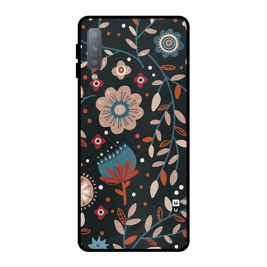 Nordic Arts Flowery Space Metal Back Case for Galaxy A7 (2018)