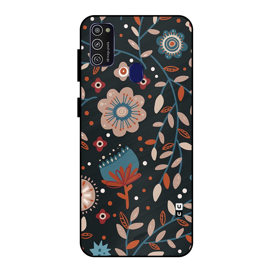Nordic Arts Flowery Space Metal Back Case for Galaxy M21